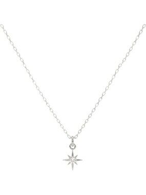Celestial Star Necklace, Silver Chain with Cubic Zirconia Pendant, Gift for Her